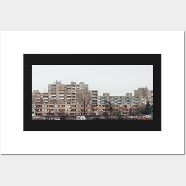 Brutalist Berlin Architecture - Apartment Block in Winter Wall Art by visualspectrum